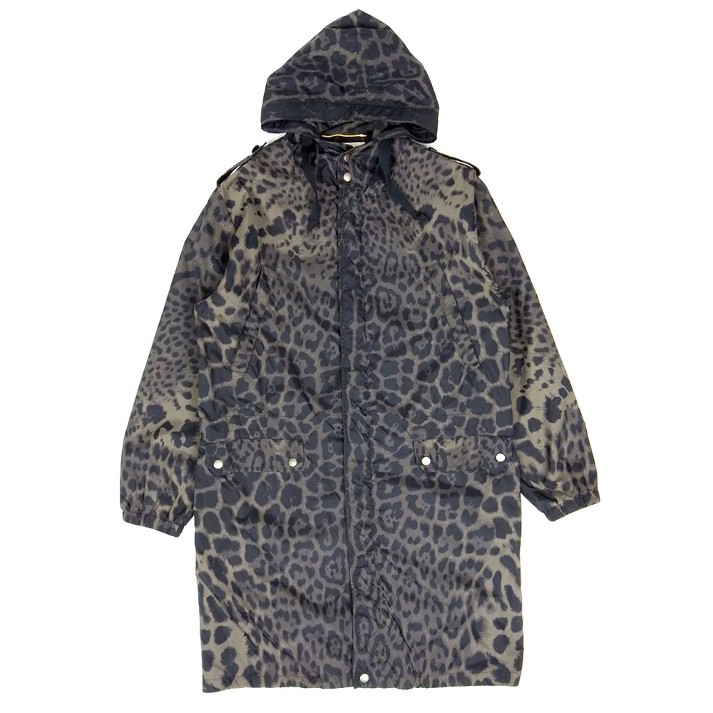 Saint Laurent Paris - Leopard Print/Dark Grey Polyamide Parka - Size F40 - $4500